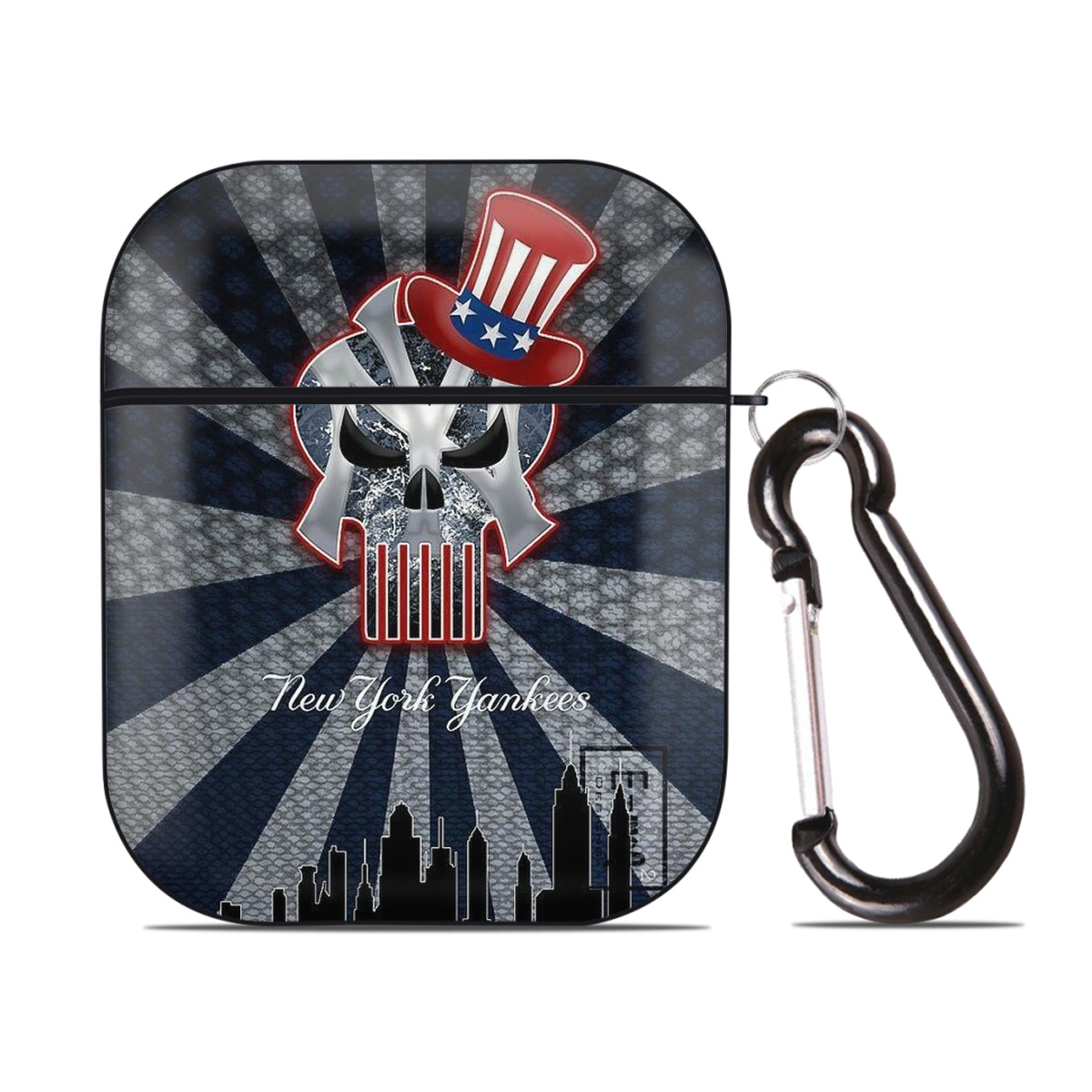 New York Yankees 340 AirPods 2 Case Hard Shell Black, Flexible PC Material, Precise Cutouts, Full Protection, Anti-Fingerprint, Washable, Includes Keychain – Durable & Slim Design