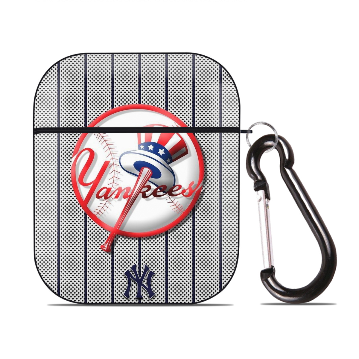 New York Yankees 197 AirPods 2 Case Hard Shell Black, Flexible PC Material, Precise Cutouts, Full Protection, Anti-Fingerprint, Washable, Includes Keychain – Durable & Slim Design