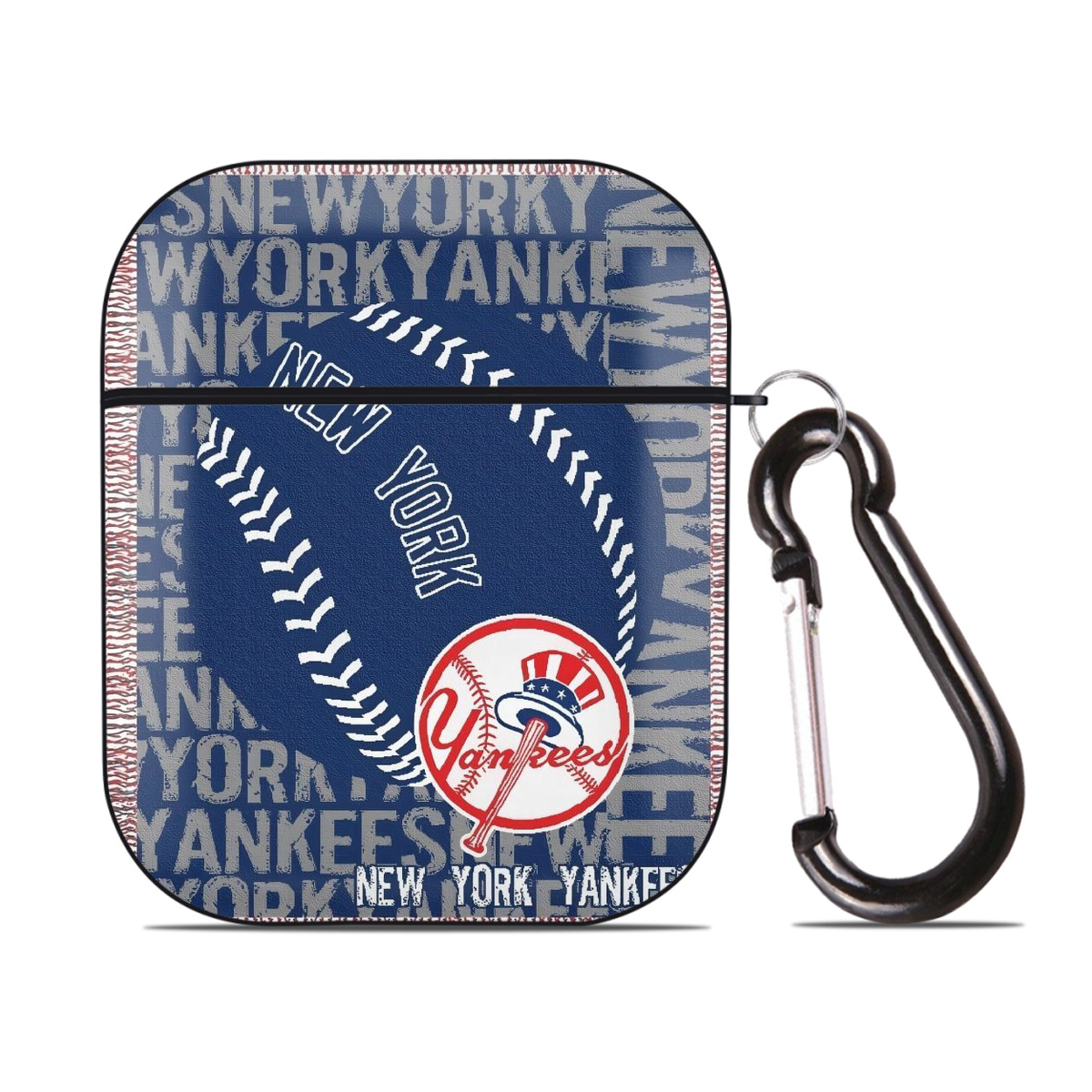 New York Yankees 198 AirPods 2 Case Hard Shell Black, Flexible PC Material, Precise Cutouts, Full Protection, Anti-Fingerprint, Washable, Includes Keychain – Durable & Slim Design
