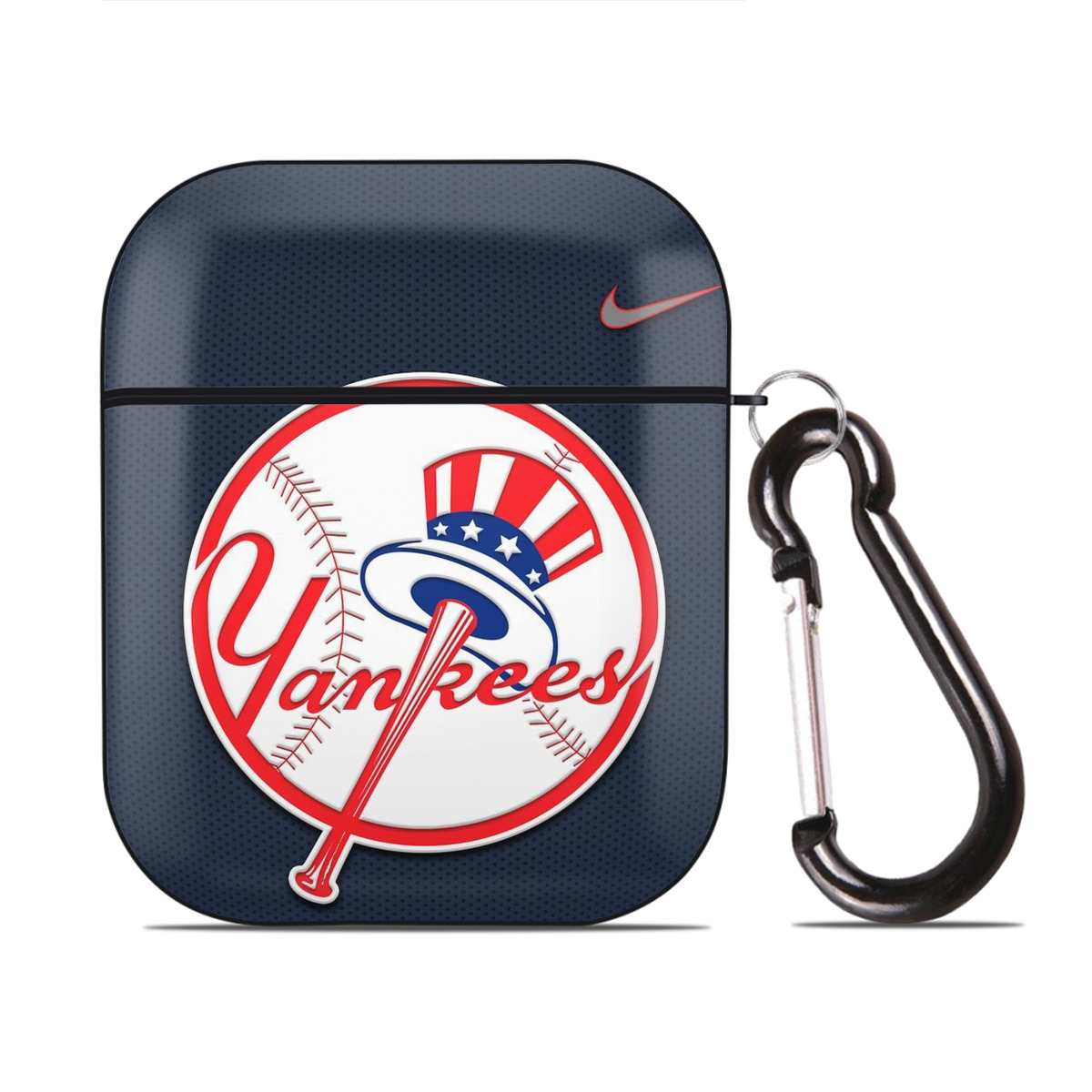 New York Yankees 208 AirPods 2 Case Hard Shell Black, Flexible PC Material, Precise Cutouts, Full Protection, Anti-Fingerprint, Washable, Includes Keychain – Durable & Slim Design