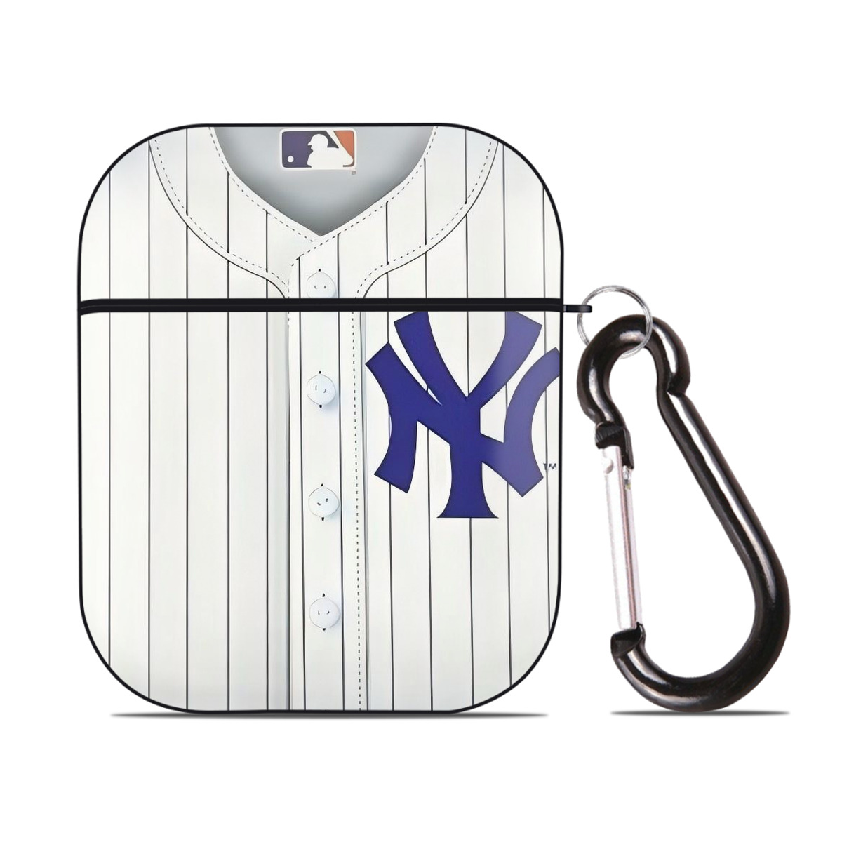 New York Yankees 213 AirPods 2 Case Hard Shell Black, Flexible PC Material, Precise Cutouts, Full Protection, Anti-Fingerprint, Washable, Includes Keychain – Durable & Slim Design
