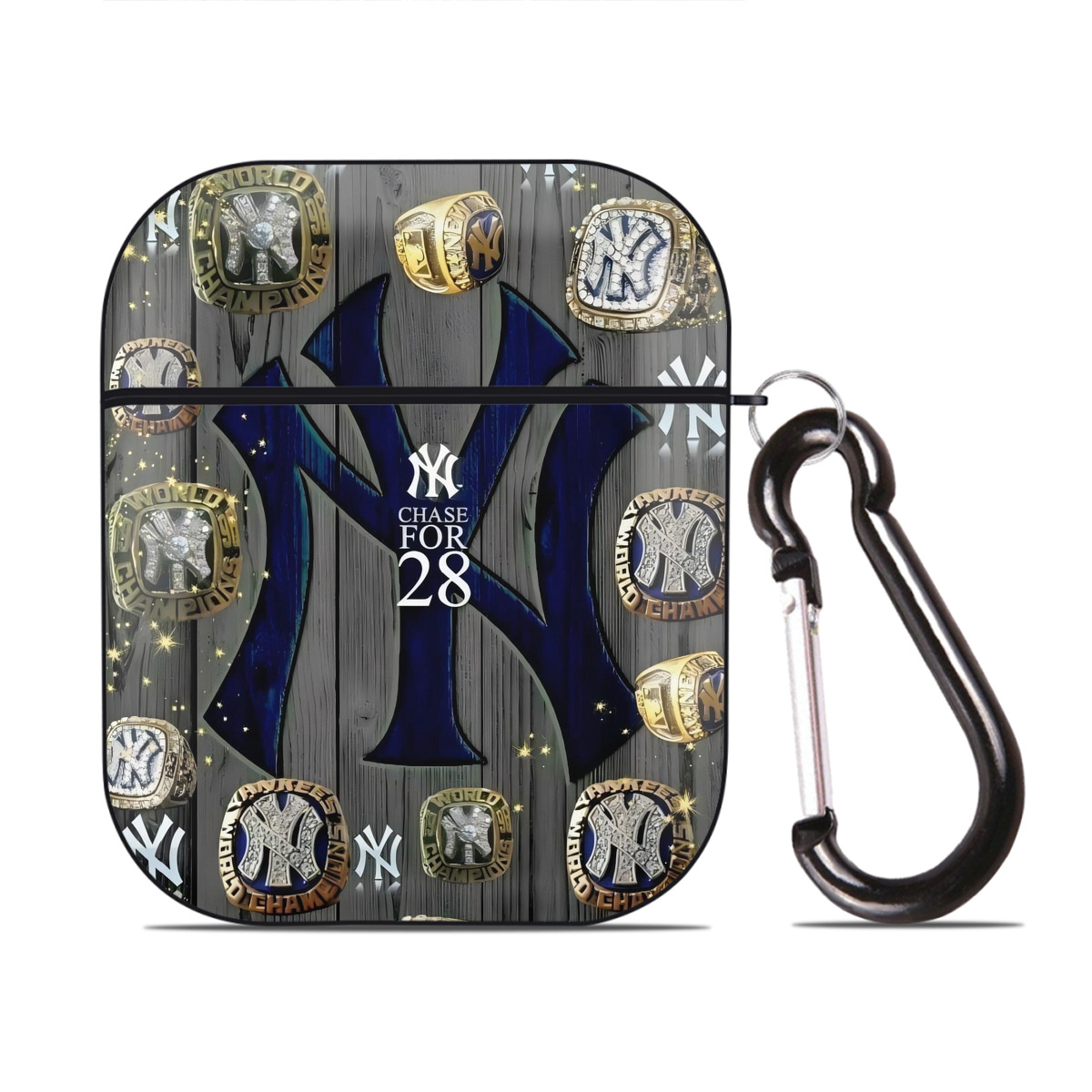 New York Yankees 209 AirPods 2 Case Hard Shell Black, Flexible PC Material, Precise Cutouts, Full Protection, Anti-Fingerprint, Washable, Includes Keychain – Durable & Slim Design