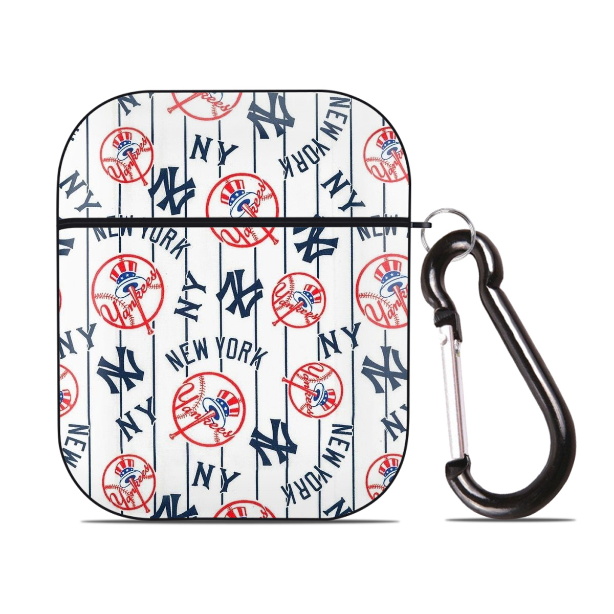 New York Yankees 219 AirPods 2 Case Hard Shell Black, Flexible PC Material, Precise Cutouts, Full Protection, Anti-Fingerprint, Washable, Includes Keychain – Durable & Slim Design