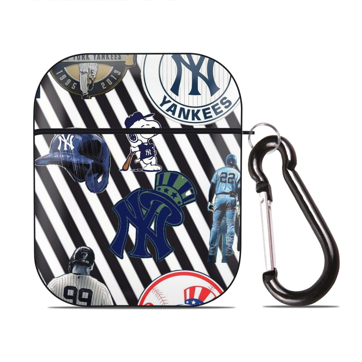 New York Yankees 231 AirPods 2 Case Hard Shell Black, Flexible PC Material, Precise Cutouts, Full Protection, Anti-Fingerprint, Washable, Includes Keychain – Durable & Slim Design