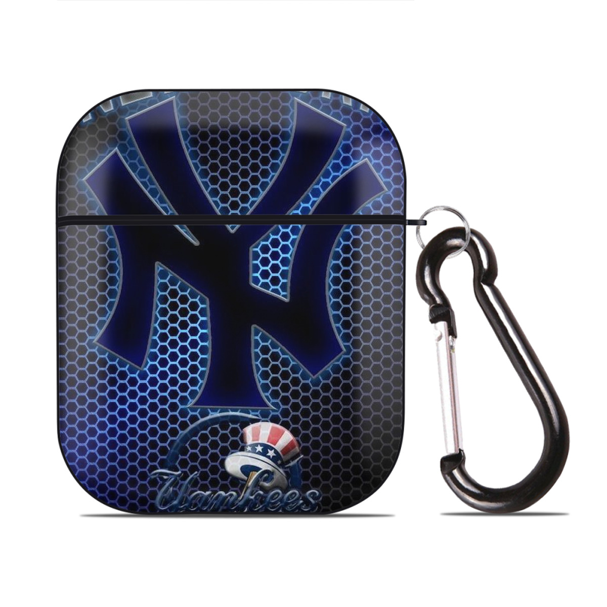 New York Yankees 319 AirPods 2 Case Hard Shell Black, Flexible PC Material, Precise Cutouts, Full Protection, Anti-Fingerprint, Washable, Includes Keychain – Durable & Slim Design
