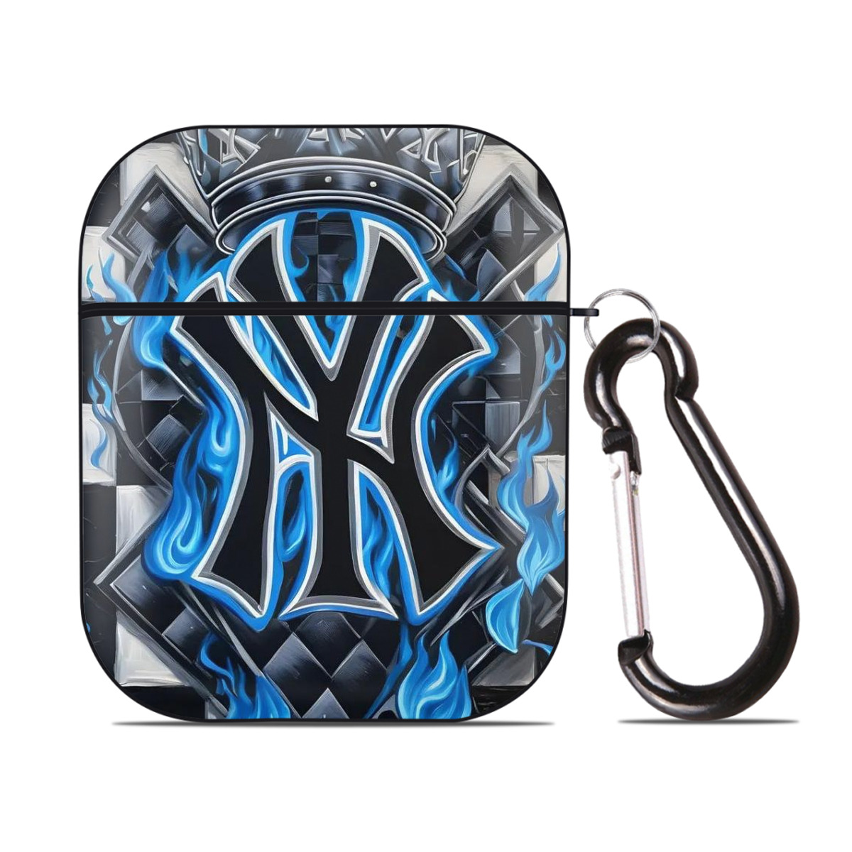 New York Yankees 324 AirPods 2 Case Hard Shell Black, Flexible PC Material, Precise Cutouts, Full Protection, Anti-Fingerprint, Washable, Includes Keychain – Durable & Slim Design