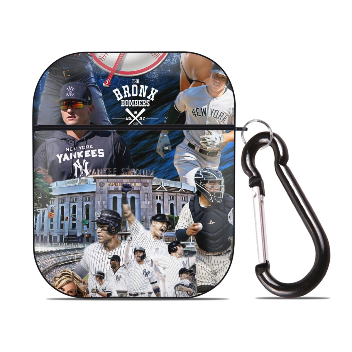 New York Yankees 336 AirPods 2 Case Hard Shell Black, Flexible PC Material, Precise Cutouts, Full Protection, Anti-Fingerprint, Washable, Includes Keychain – Durable & Slim Design