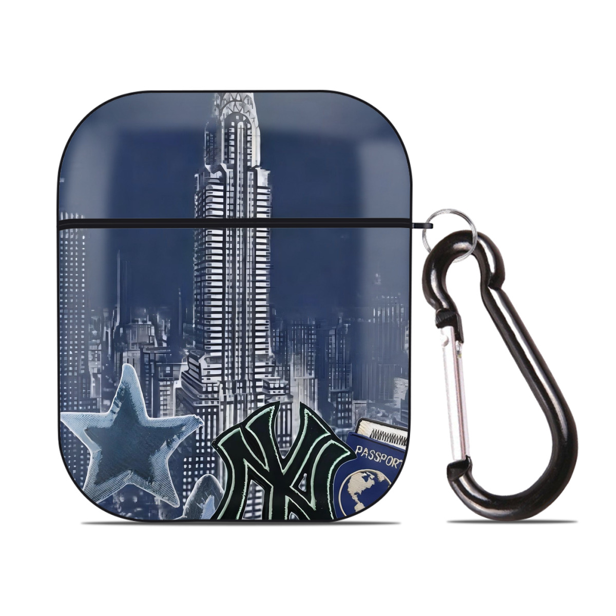 New York Yankees 331 AirPods 2 Case Hard Shell Black, Flexible PC Material, Precise Cutouts, Full Protection, Anti-Fingerprint, Washable, Includes Keychain – Durable & Slim Design