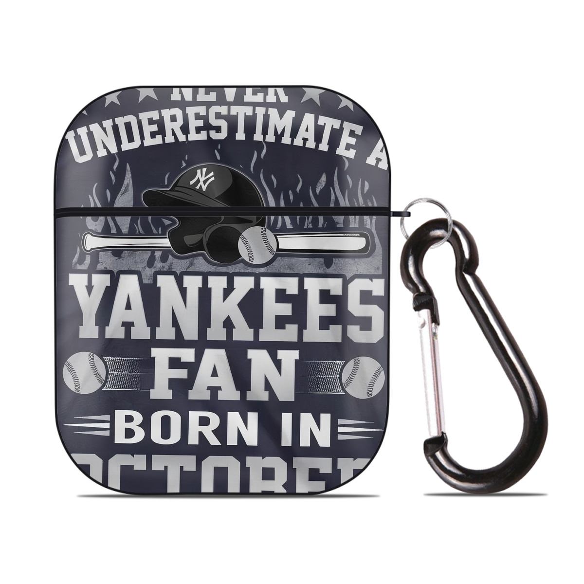 New York Yankees 349 AirPods 2 Case Hard Shell Black, Flexible PC Material, Precise Cutouts, Full Protection, Anti-Fingerprint, Washable, Includes Keychain – Durable & Slim Design