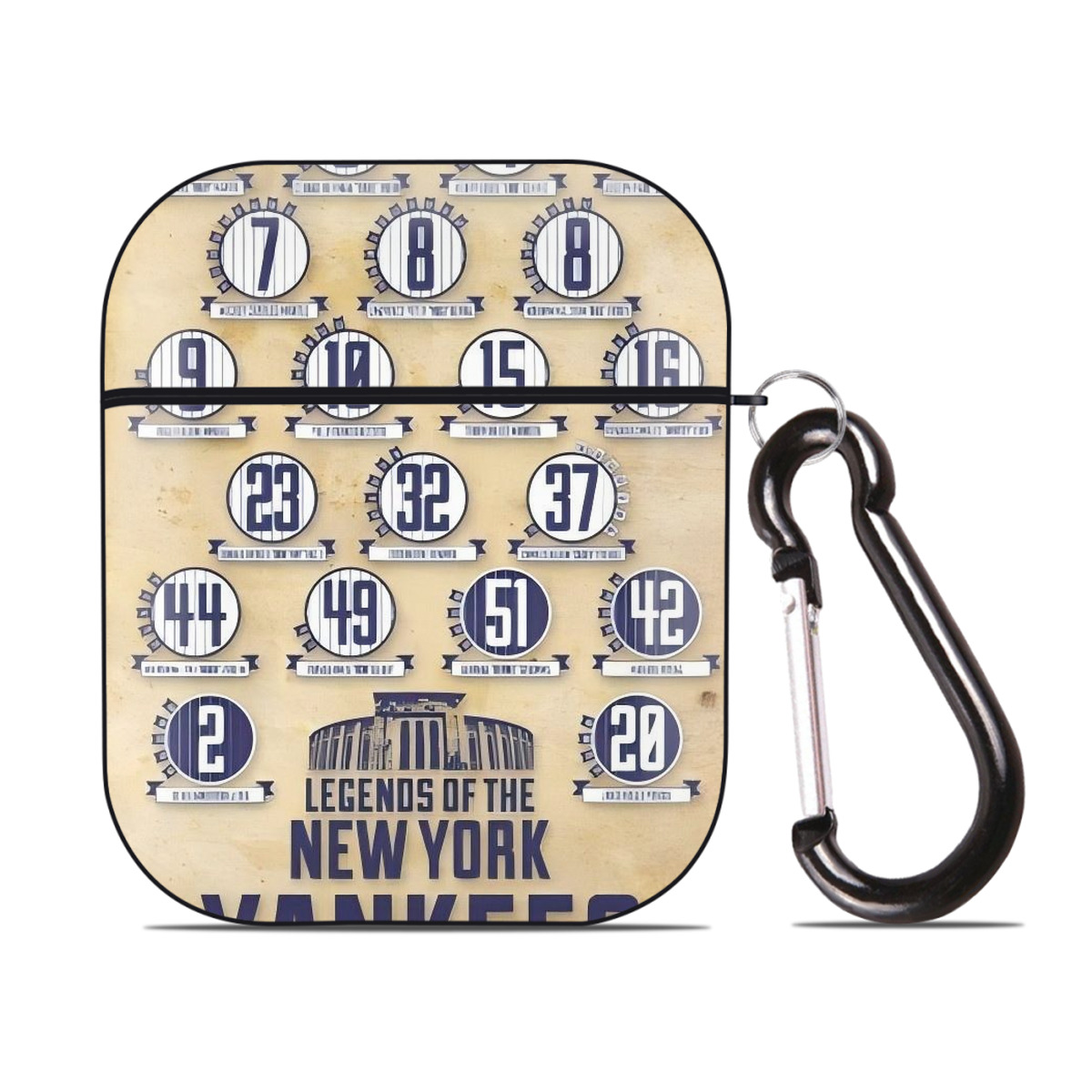 New York Yankees 339 AirPods 2 Case Hard Shell Black, Flexible PC Material, Precise Cutouts, Full Protection, Anti-Fingerprint, Washable, Includes Keychain – Durable & Slim Design