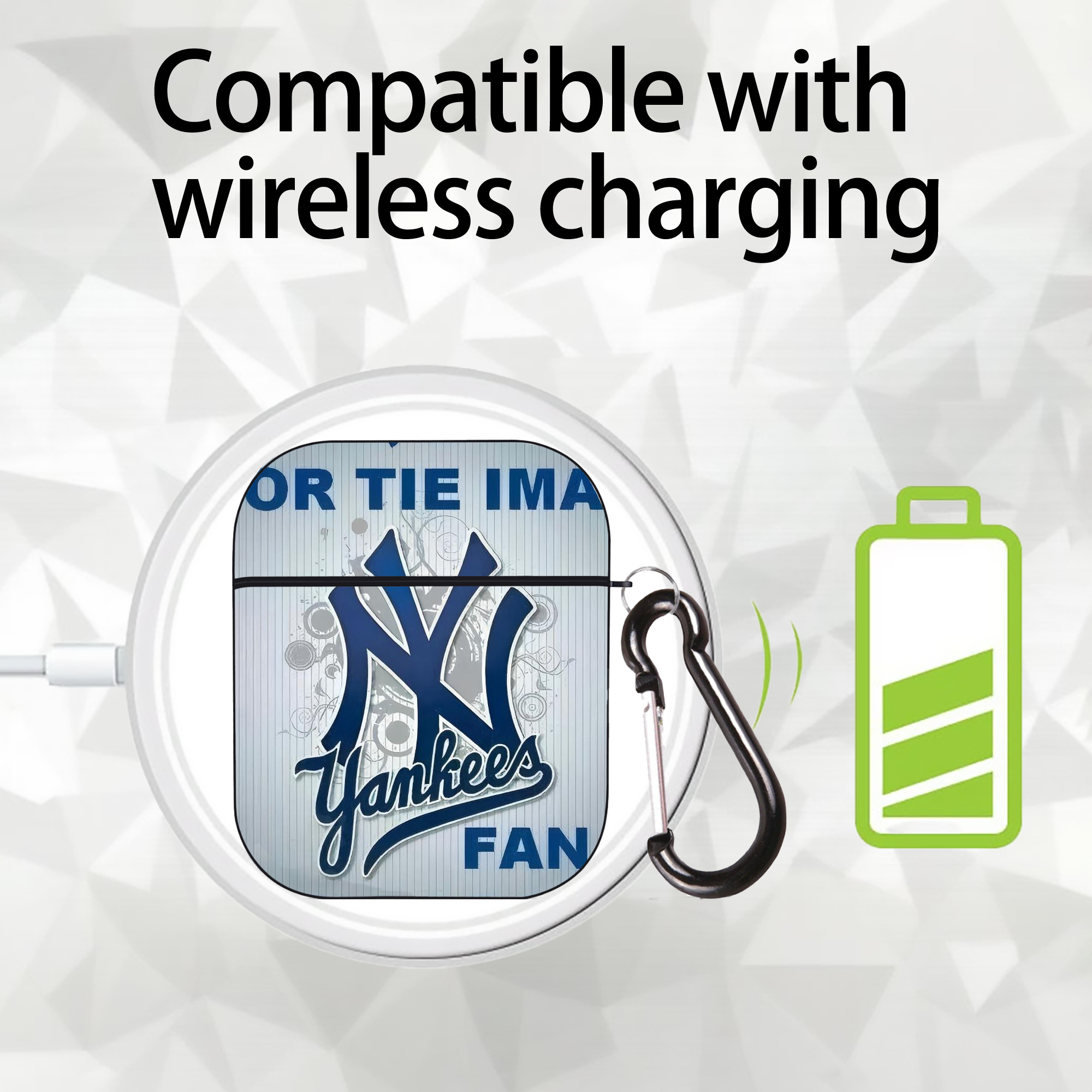 New York Yankees 100 AirPods 2 Case Hard Shell Black, Flexible PC Material, Precise Cutouts, Full Protection, Anti-Fingerprint, Washable, Includes Keychain – Durable & Slim Design