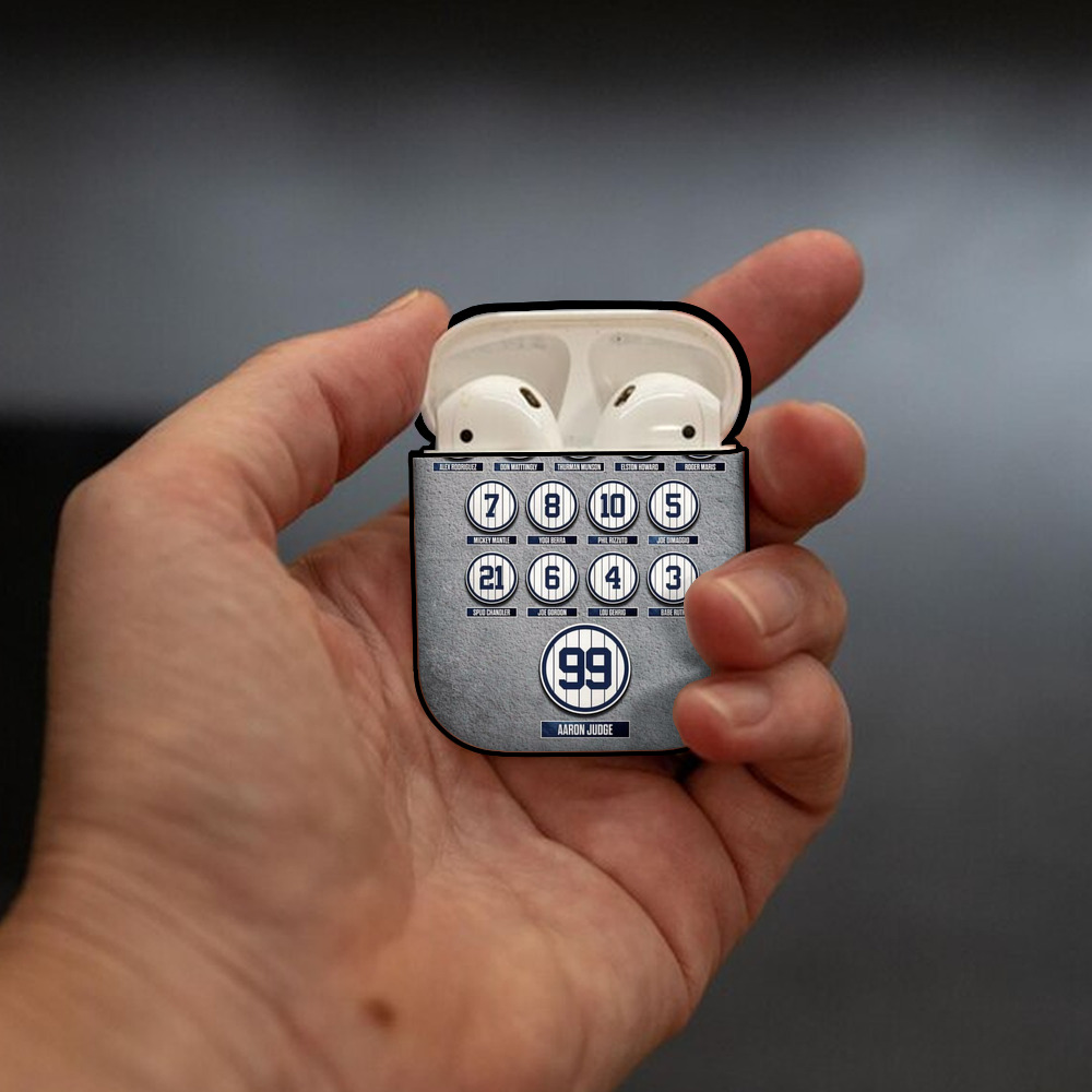 New York Yankees 107 AirPods 2 Case Hard Shell Black, Flexible PC Material, Precise Cutouts, Full Protection, Anti-Fingerprint, Washable, Includes Keychain – Durable & Slim Design