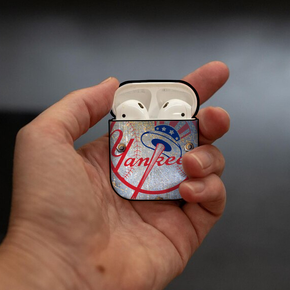 New York Yankees 112 AirPods 2 Case Hard Shell Black, Flexible PC Material, Precise Cutouts, Full Protection, Anti-Fingerprint, Washable, Includes Keychain – Durable & Slim Design