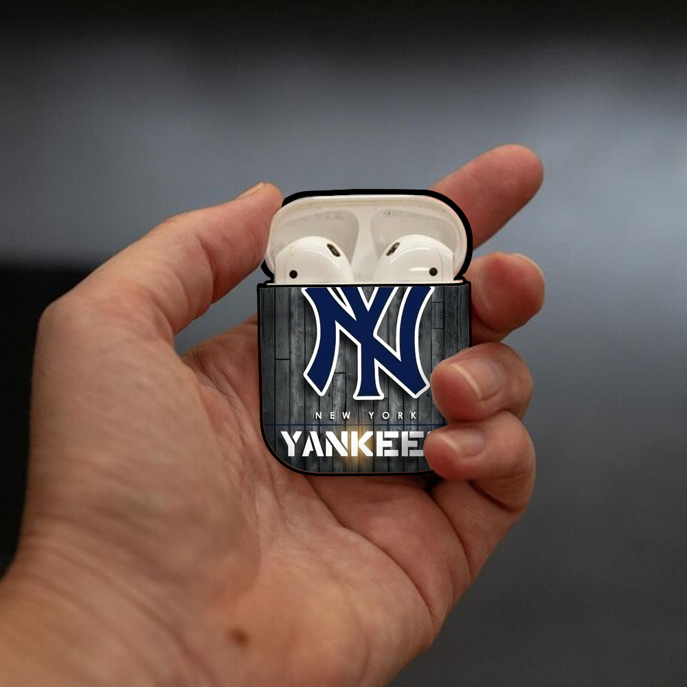 New York Yankees 127 AirPods 2 Case Hard Shell Black, Flexible PC Material, Precise Cutouts, Full Protection, Anti-Fingerprint, Washable, Includes Keychain – Durable & Slim Design