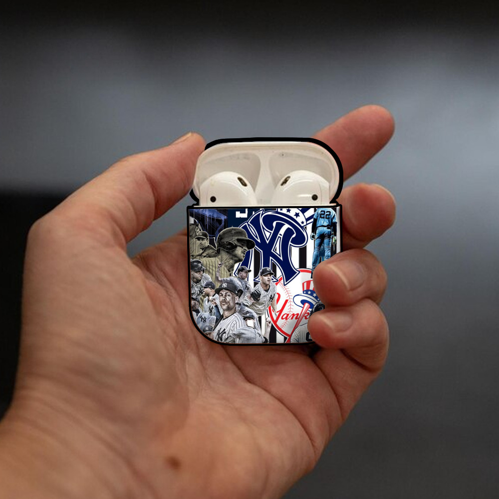 New York Yankees 138 AirPods 2 Case Hard Shell Black, Flexible PC Material, Precise Cutouts, Full Protection, Anti-Fingerprint, Washable, Includes Keychain – Durable & Slim Design