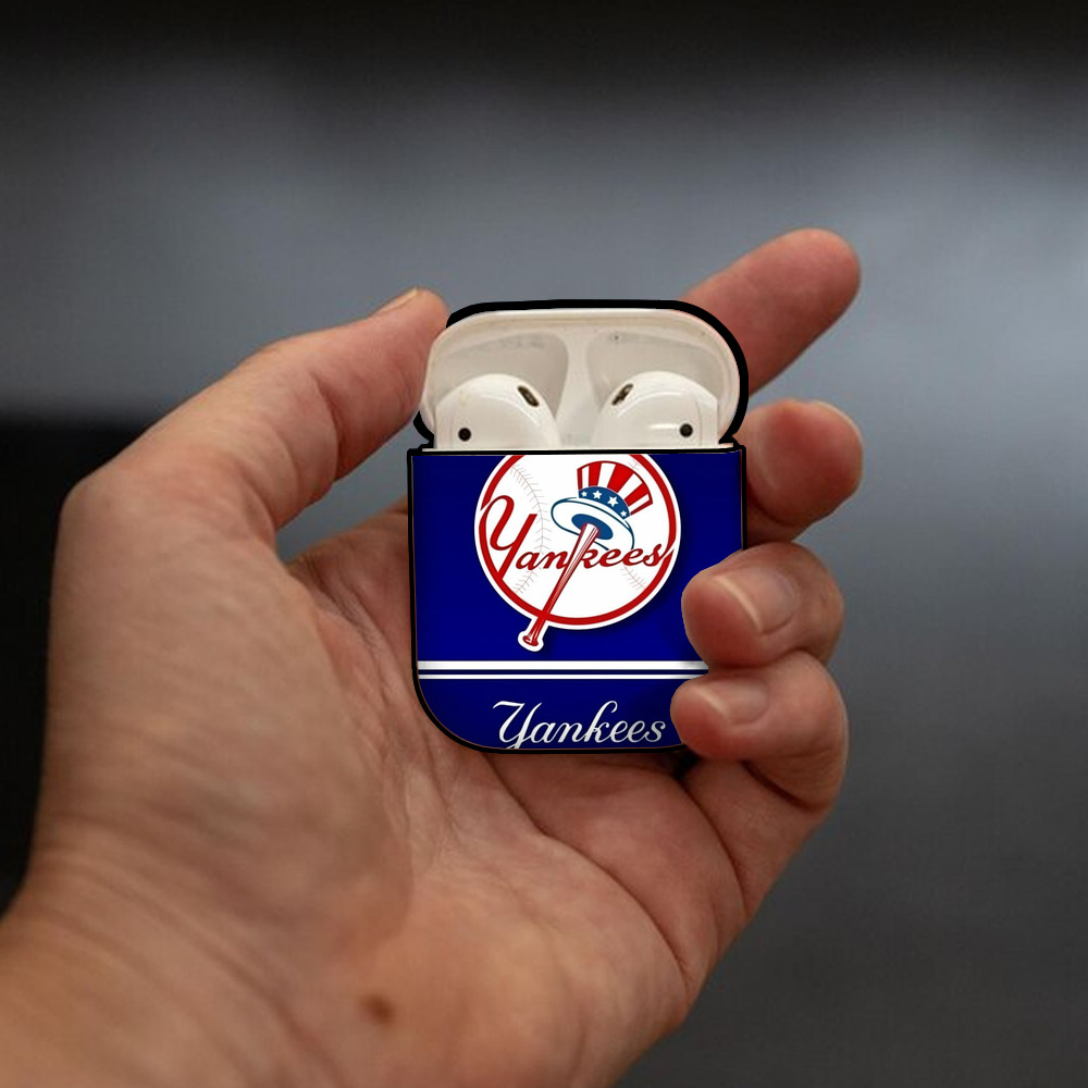 New York Yankees 139 AirPods 2 Case Hard Shell Black, Flexible PC Material, Precise Cutouts, Full Protection, Anti-Fingerprint, Washable, Includes Keychain – Durable & Slim Design