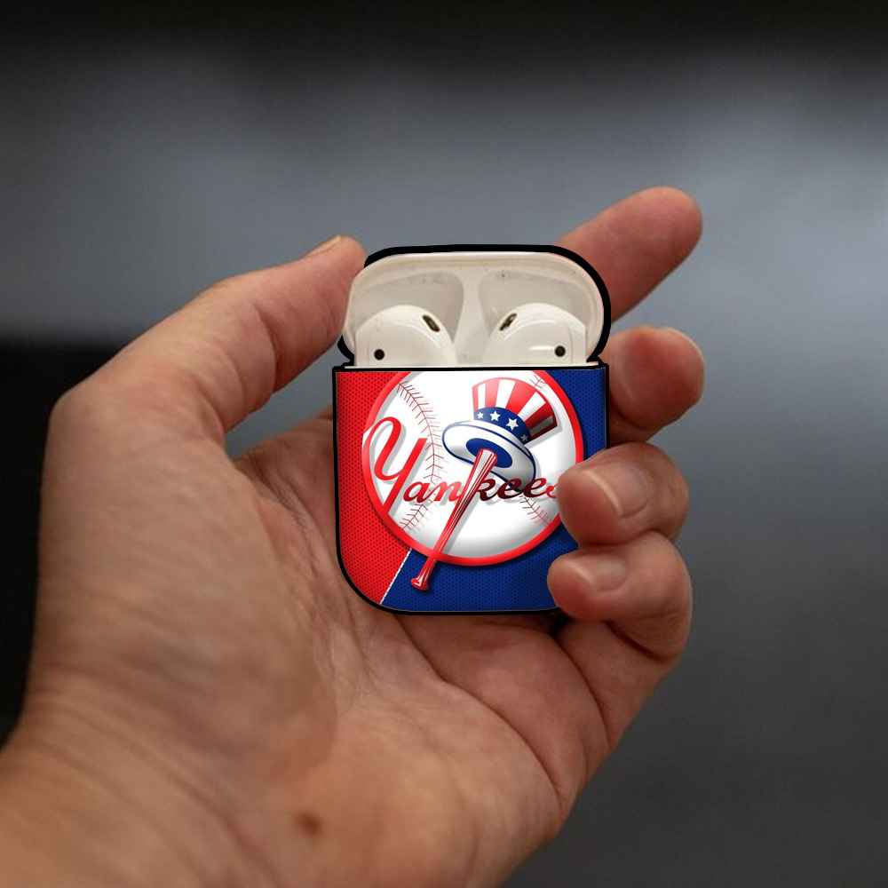New York Yankees 148 AirPods 2 Case Hard Shell Black, Flexible PC Material, Precise Cutouts, Full Protection, Anti-Fingerprint, Washable, Includes Keychain – Durable & Slim Design