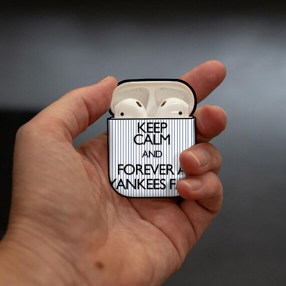 New York Yankees 158 AirPods 2 Case Hard Shell Black, Flexible PC Material, Precise Cutouts, Full Protection, Anti-Fingerprint, Washable, Includes Keychain – Durable & Slim Design