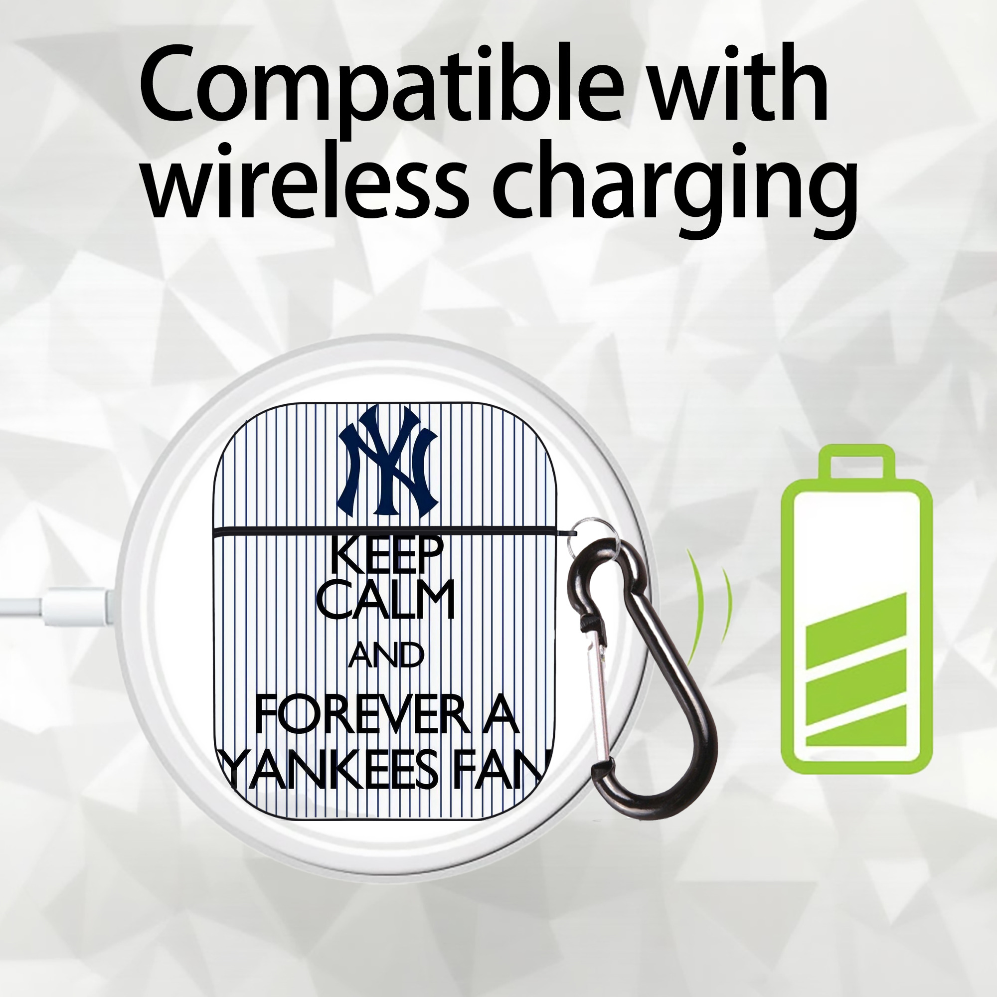 New York Yankees 158 AirPods 2 Case Hard Shell Black, Flexible PC Material, Precise Cutouts, Full Protection, Anti-Fingerprint, Washable, Includes Keychain – Durable & Slim Design