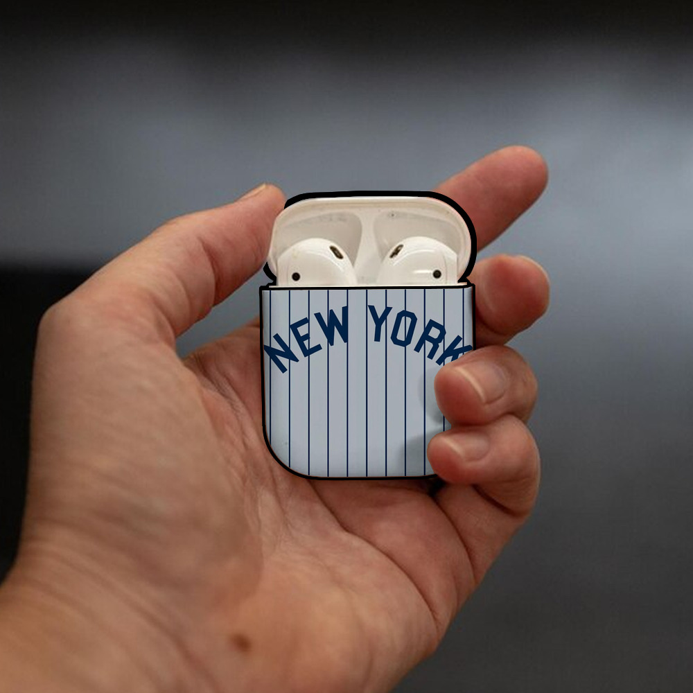New York Yankees 159 AirPods 2 Case Hard Shell Black, Flexible PC Material, Precise Cutouts, Full Protection, Anti-Fingerprint, Washable, Includes Keychain – Durable & Slim Design