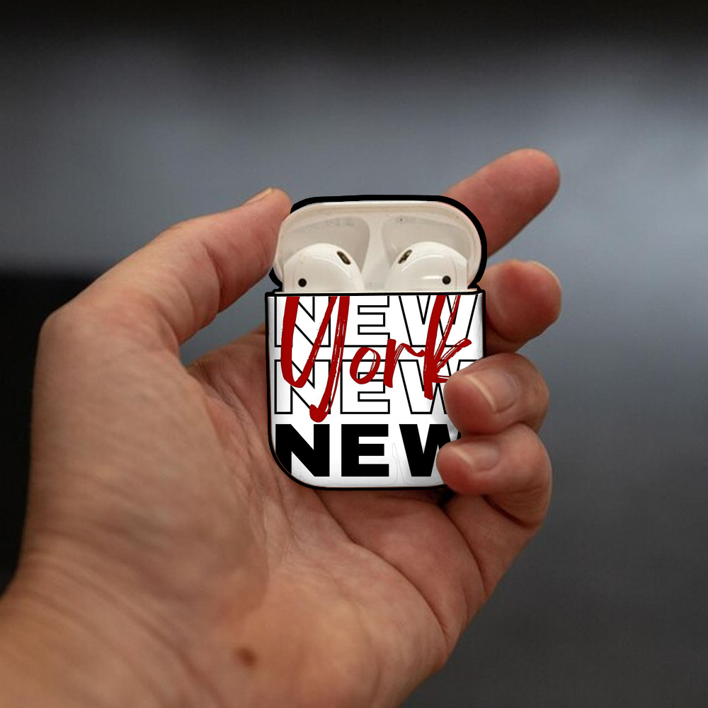 New York Yankees 176 AirPods 2 Case Hard Shell Black, Flexible PC Material, Precise Cutouts, Full Protection, Anti-Fingerprint, Washable, Includes Keychain – Durable & Slim Design