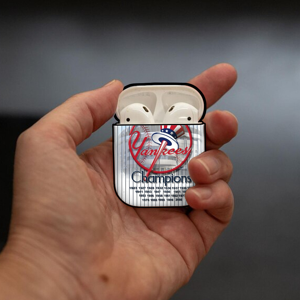 New York Yankees 184 AirPods 2 Case Hard Shell Black, Flexible PC Material, Precise Cutouts, Full Protection, Anti-Fingerprint, Washable, Includes Keychain – Durable & Slim Design