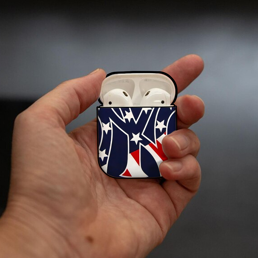 New York Yankees Logo USA AirPods 2 Case Hard Shell Black, Flexible PC Material, Precise Cutouts, Full Protection, Anti-Fingerprint, Washable, Includes Keychain – Durable & Slim Design