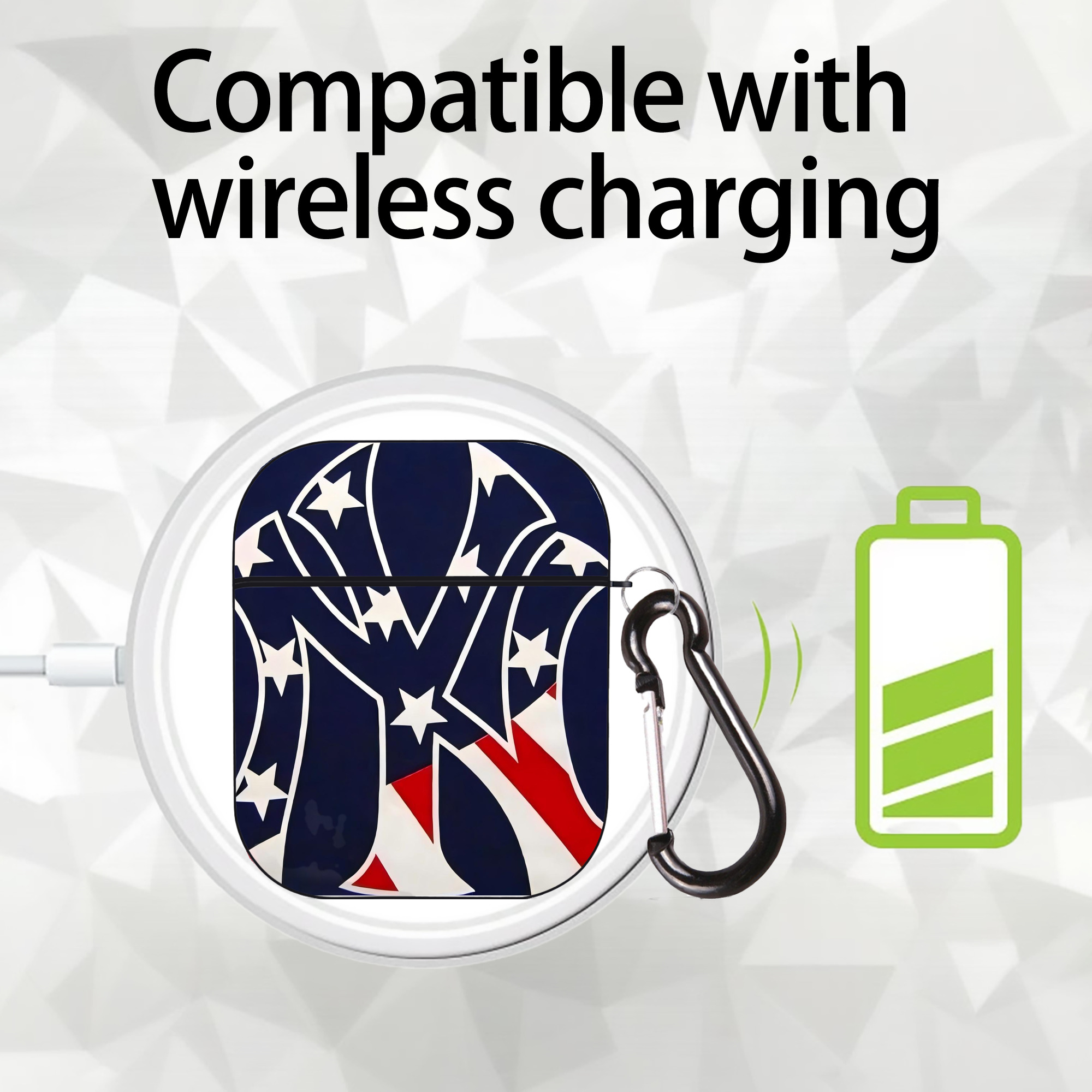 New York Yankees Logo USA AirPods 2 Case Hard Shell Black, Flexible PC Material, Precise Cutouts, Full Protection, Anti-Fingerprint, Washable, Includes Keychain – Durable & Slim Design