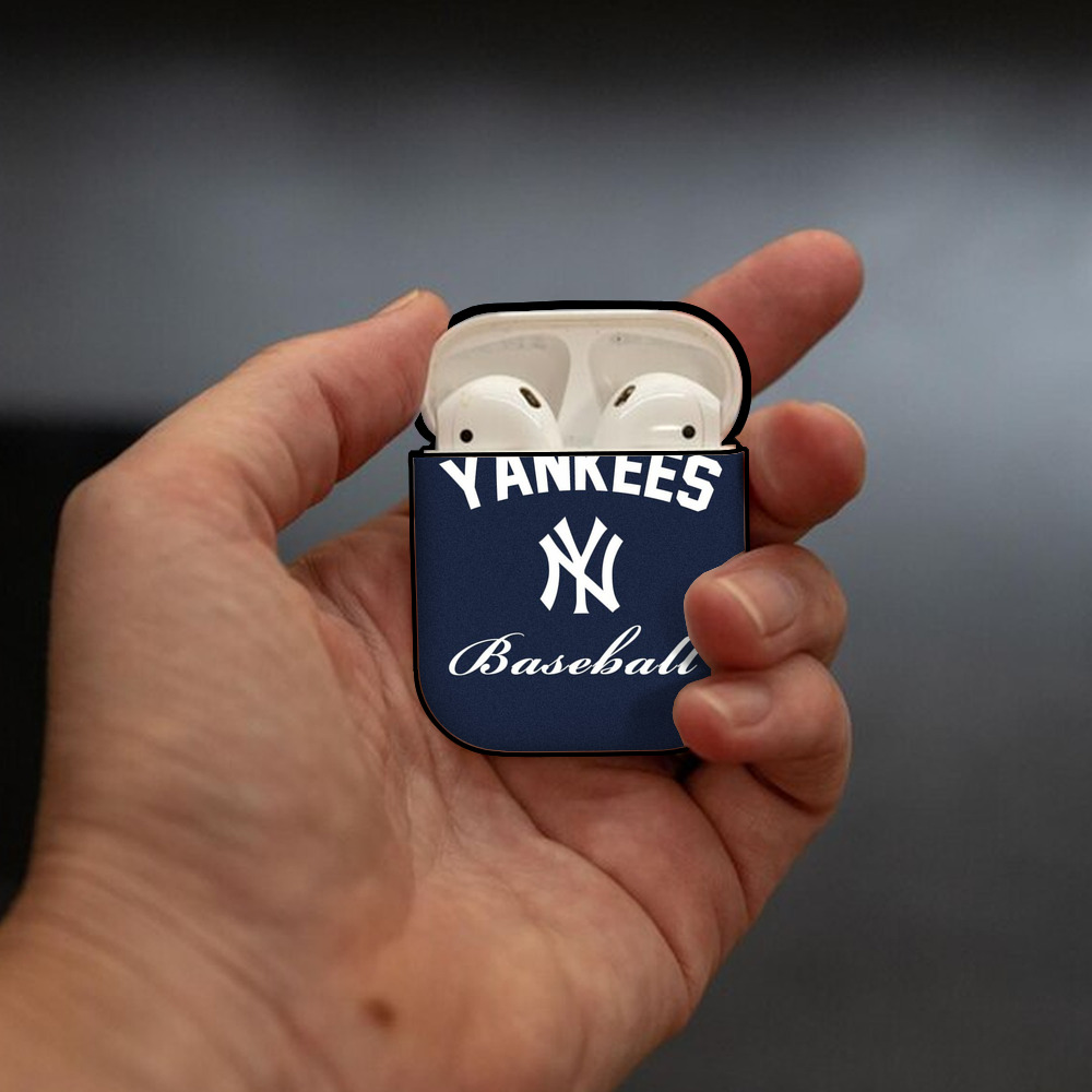 New York Yankees Baseball AirPods 2 Case Hard Shell Black, Flexible PC Material, Precise Cutouts, Full Protection, Anti-Fingerprint, Washable, Includes Keychain – Durable & Slim Design