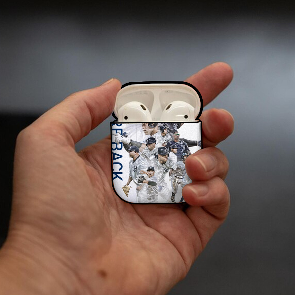 New York Yankees 109 AirPods 2 Case Hard Shell Black, Flexible PC Material, Precise Cutouts, Full Protection, Anti-Fingerprint, Washable, Includes Keychain – Durable & Slim Design