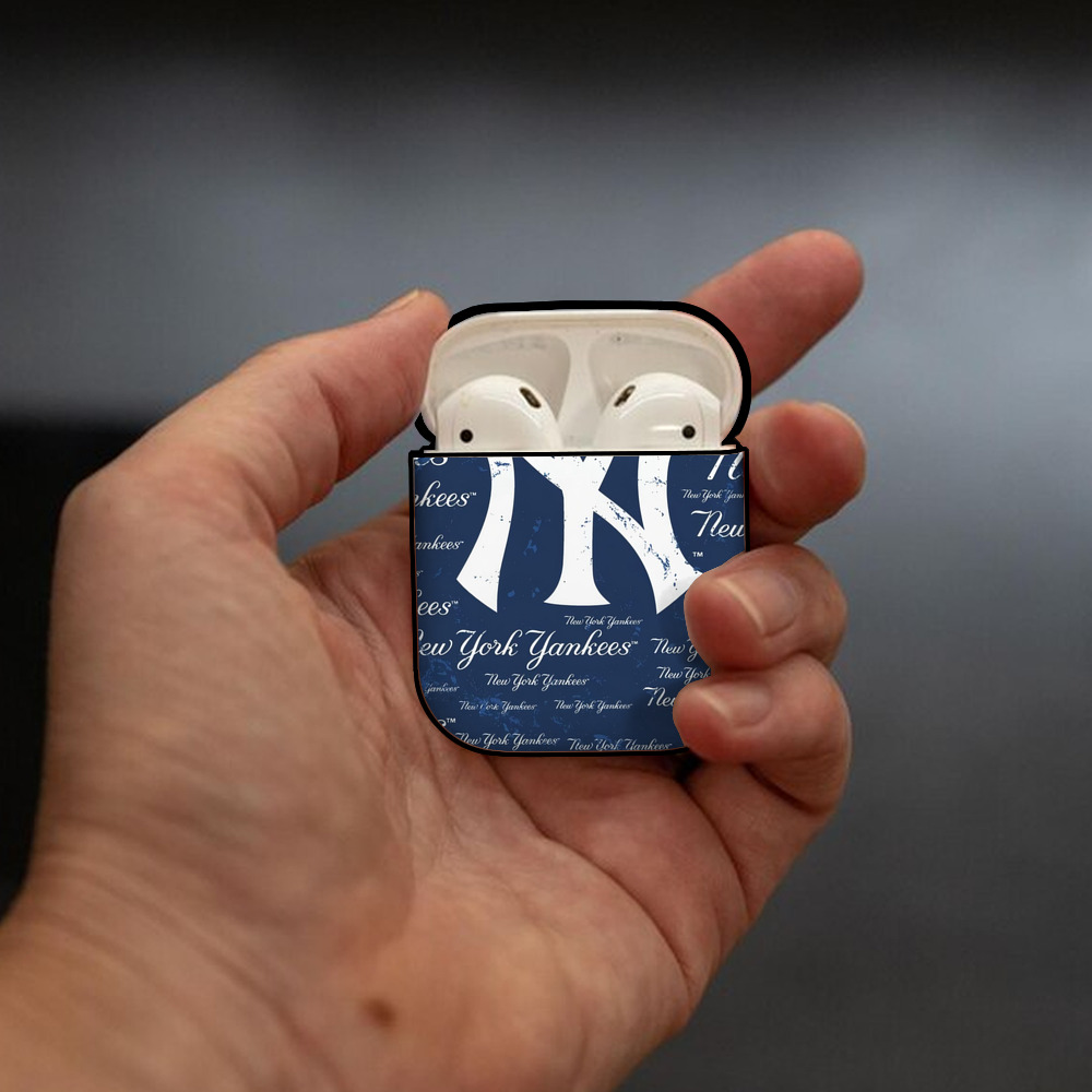 New York Yankees 117 AirPods 2 Case Hard Shell Black, Flexible PC Material, Precise Cutouts, Full Protection, Anti-Fingerprint, Washable, Includes Keychain – Durable & Slim Design