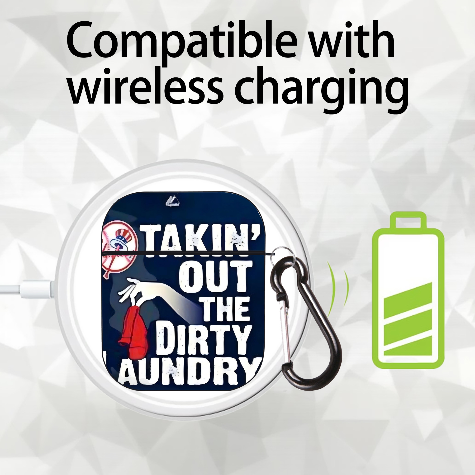 New York Yankees 210 AirPods 2 Case Hard Shell Black, Flexible PC Material, Precise Cutouts, Full Protection, Anti-Fingerprint, Washable, Includes Keychain – Durable & Slim Design