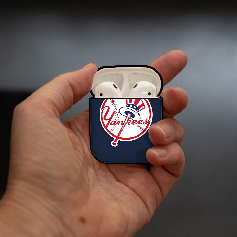 New York Yankees 216 AirPods 2 Case Hard Shell Black, Flexible PC Material, Precise Cutouts, Full Protection, Anti-Fingerprint, Washable, Includes Keychain – Durable & Slim Design