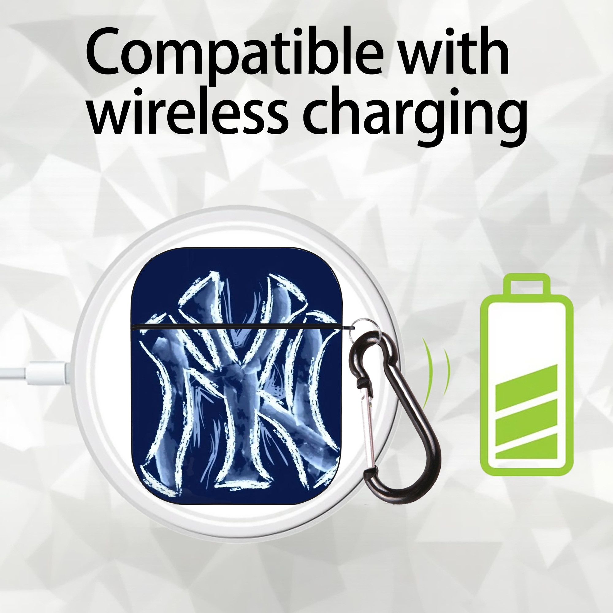 New York Yankees 137 AirPods 2 Case Hard Shell Black, Flexible PC Material, Precise Cutouts, Full Protection, Anti-Fingerprint, Washable, Includes Keychain – Durable & Slim Design