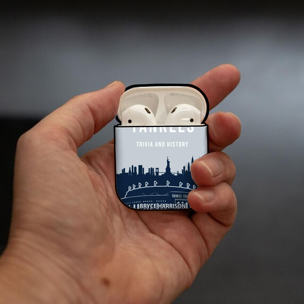 New York Yankees 141 AirPods 2 Case Hard Shell Black, Flexible PC Material, Precise Cutouts, Full Protection, Anti-Fingerprint, Washable, Includes Keychain – Durable & Slim Design