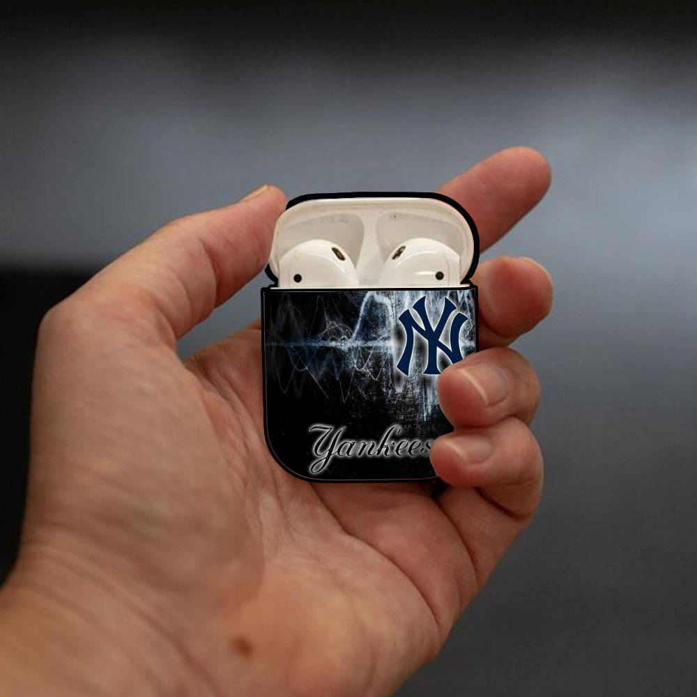 New York Yankees 146 AirPods 2 Case Hard Shell Black, Flexible PC Material, Precise Cutouts, Full Protection, Anti-Fingerprint, Washable, Includes Keychain – Durable & Slim Design