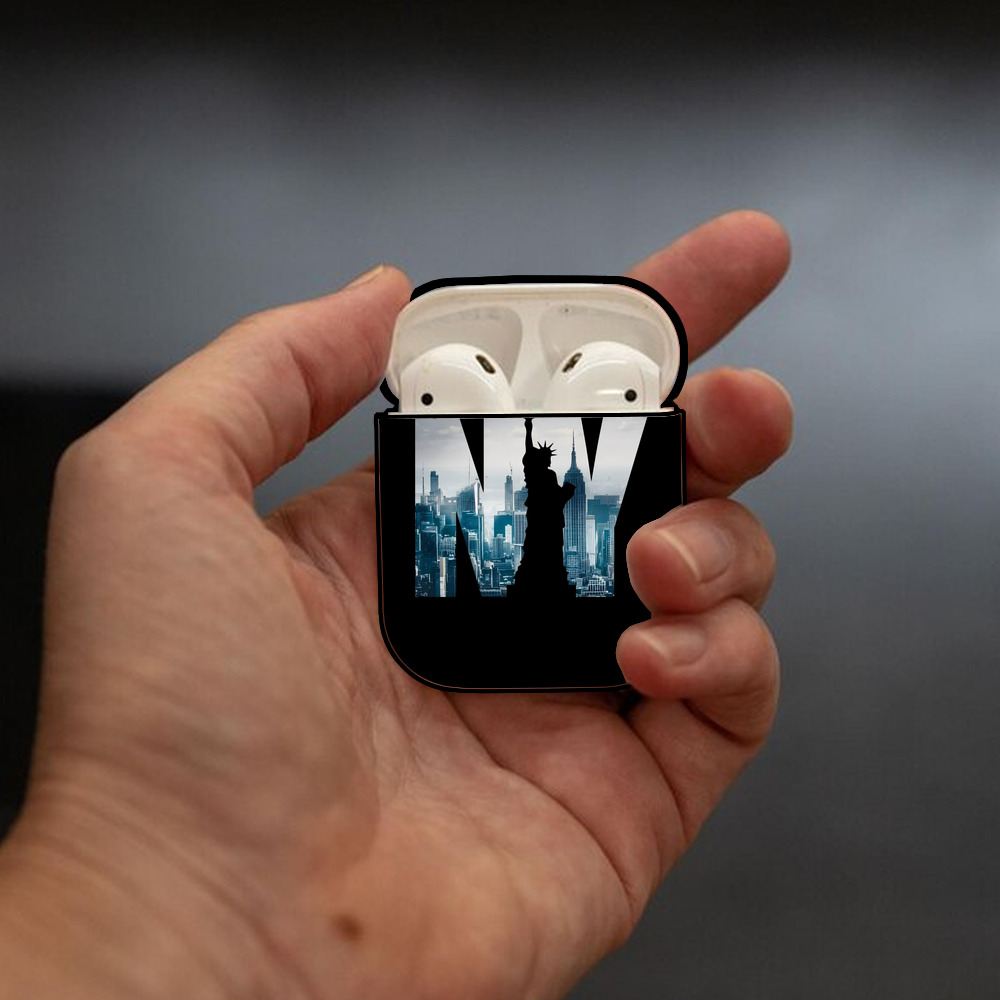 New York Yankees 142 AirPods 2 Case Hard Shell Black, Flexible PC Material, Precise Cutouts, Full Protection, Anti-Fingerprint, Washable, Includes Keychain – Durable & Slim Design