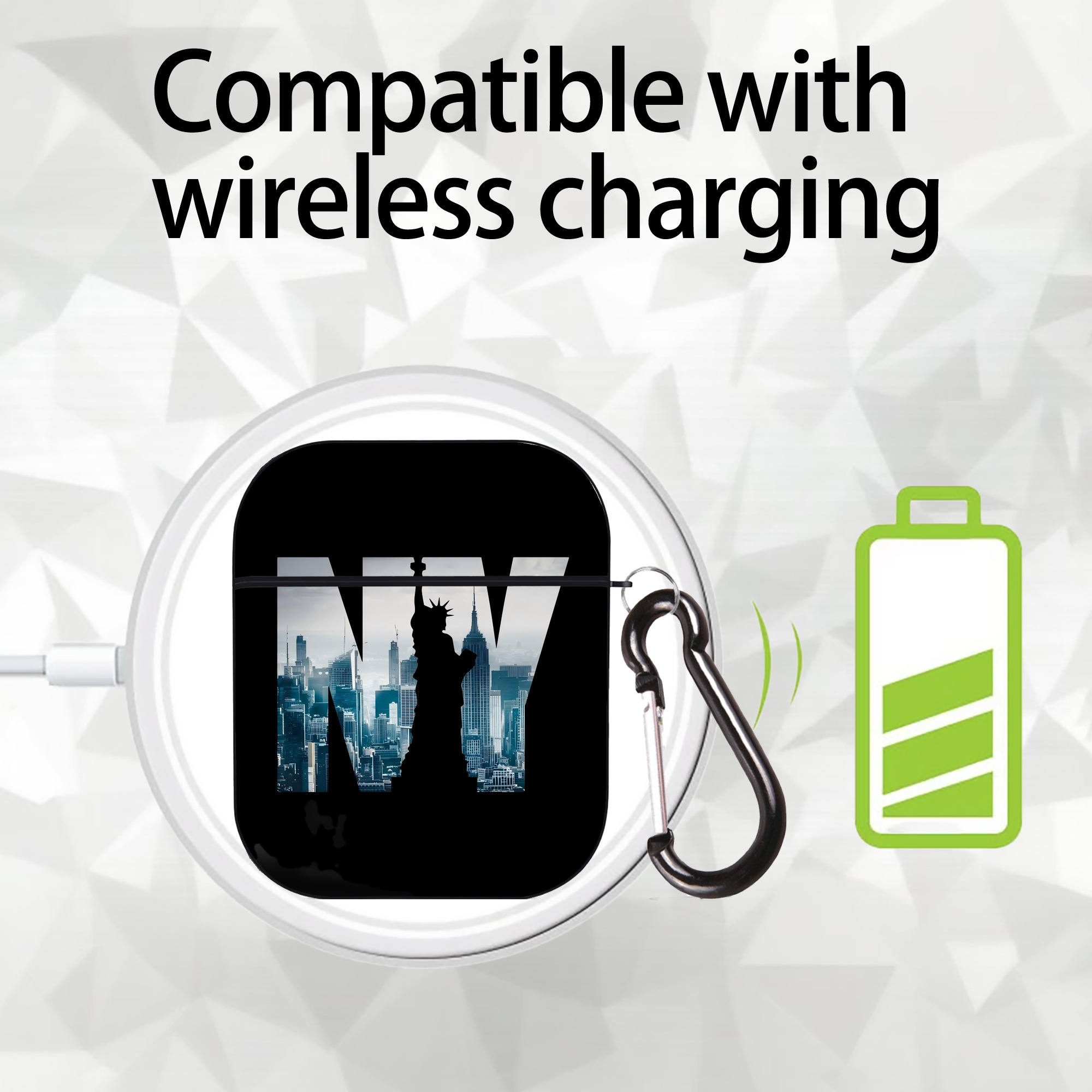 New York Yankees 142 AirPods 2 Case Hard Shell Black, Flexible PC Material, Precise Cutouts, Full Protection, Anti-Fingerprint, Washable, Includes Keychain – Durable & Slim Design