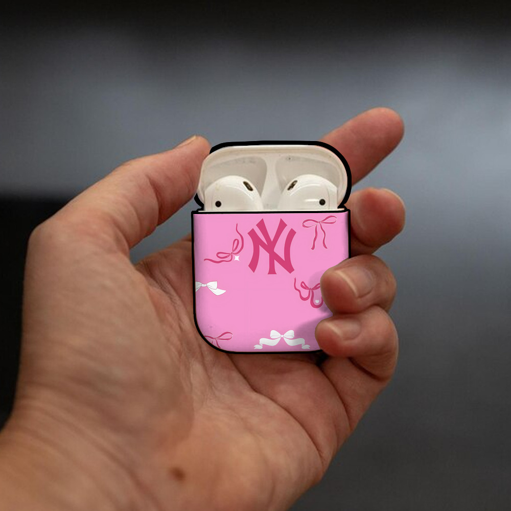 New York Yankees 220 AirPods 2 Case Hard Shell Black, Flexible PC Material, Precise Cutouts, Full Protection, Anti-Fingerprint, Washable, Includes Keychain – Durable & Slim Design