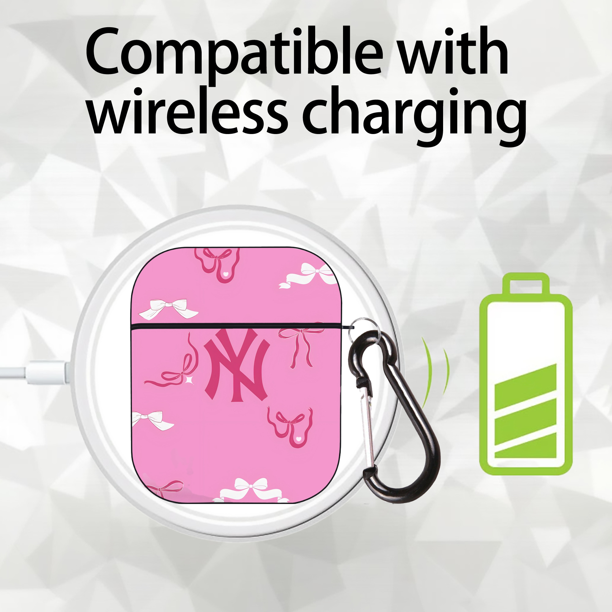 New York Yankees 220 AirPods 2 Case Hard Shell Black, Flexible PC Material, Precise Cutouts, Full Protection, Anti-Fingerprint, Washable, Includes Keychain – Durable & Slim Design