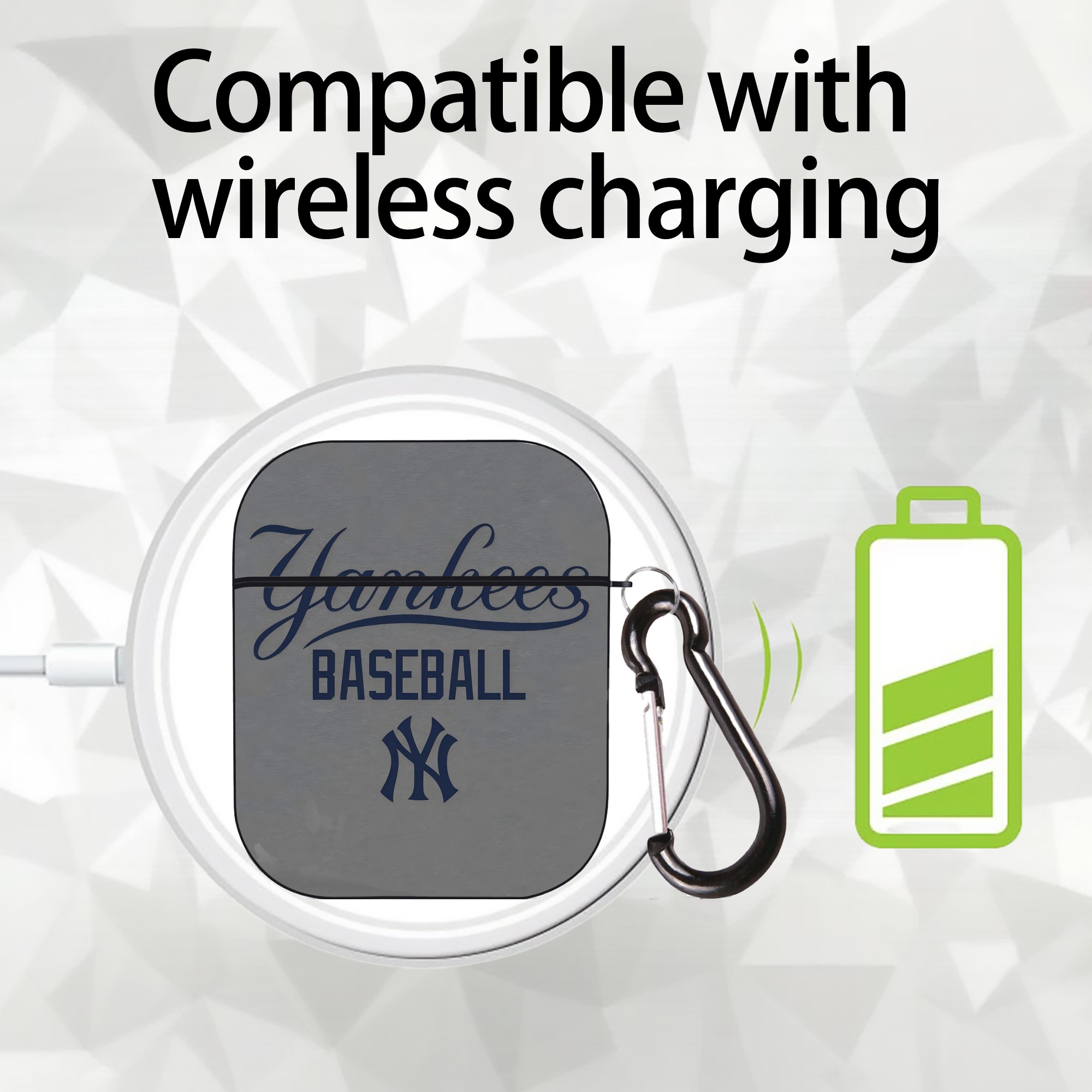 New York Yankees 147 AirPods 2 Case Hard Shell Black, Flexible PC Material, Precise Cutouts, Full Protection, Anti-Fingerprint, Washable, Includes Keychain – Durable & Slim Design