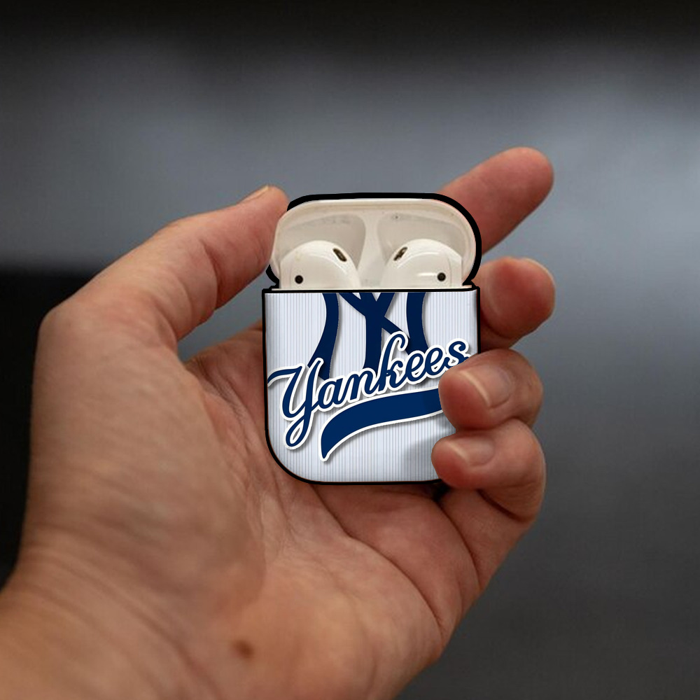 New York Yankees 151 AirPods 2 Case Hard Shell Black, Flexible PC Material, Precise Cutouts, Full Protection, Anti-Fingerprint, Washable, Includes Keychain – Durable & Slim Design