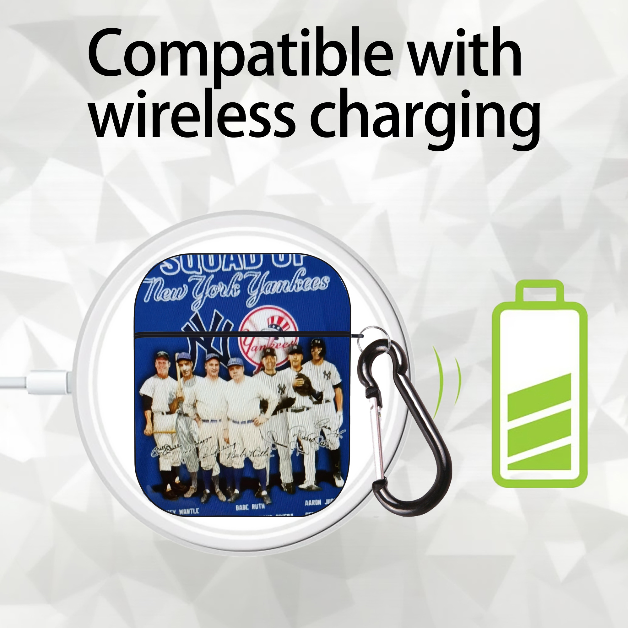 New York Yankees 312 AirPods 2 Case Hard Shell Black, Flexible PC Material, Precise Cutouts, Full Protection, Anti-Fingerprint, Washable, Includes Keychain – Durable & Slim Design