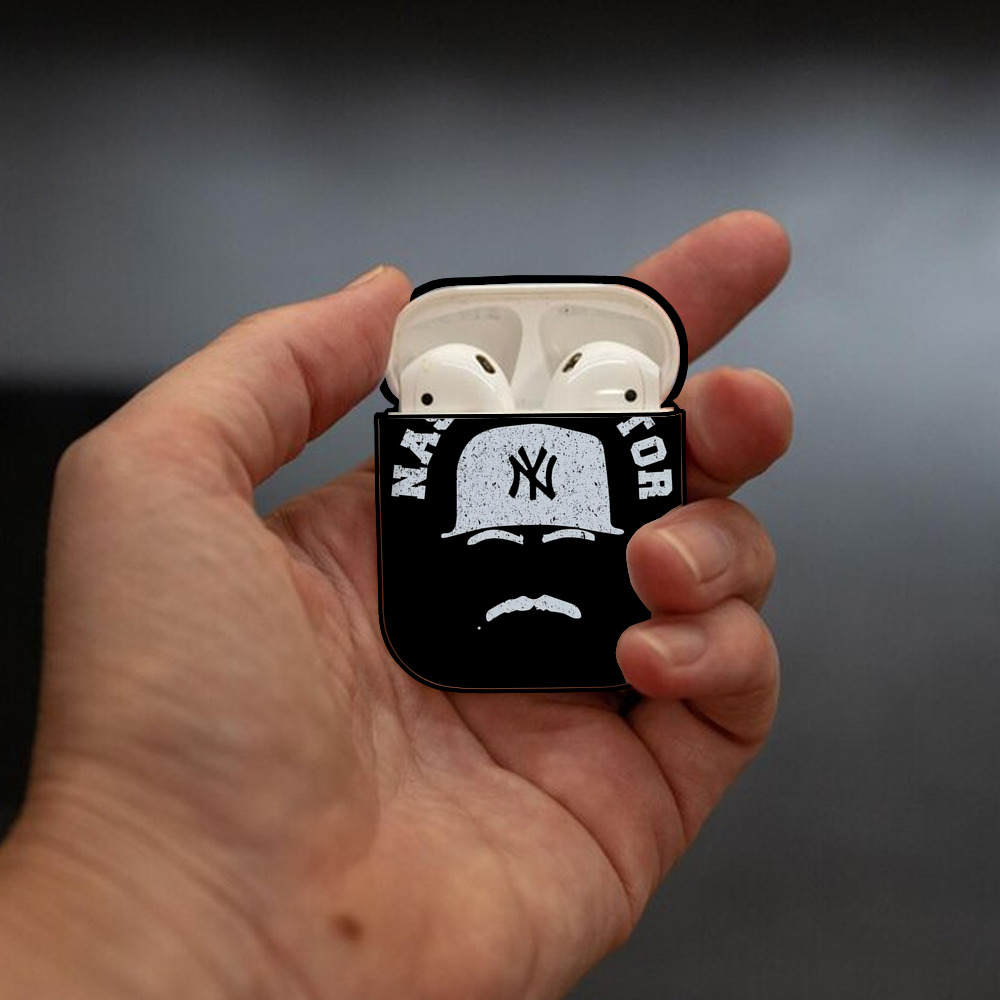 New York Yankees 152 AirPods 2 Case Hard Shell Black, Flexible PC Material, Precise Cutouts, Full Protection, Anti-Fingerprint, Washable, Includes Keychain – Durable & Slim Design