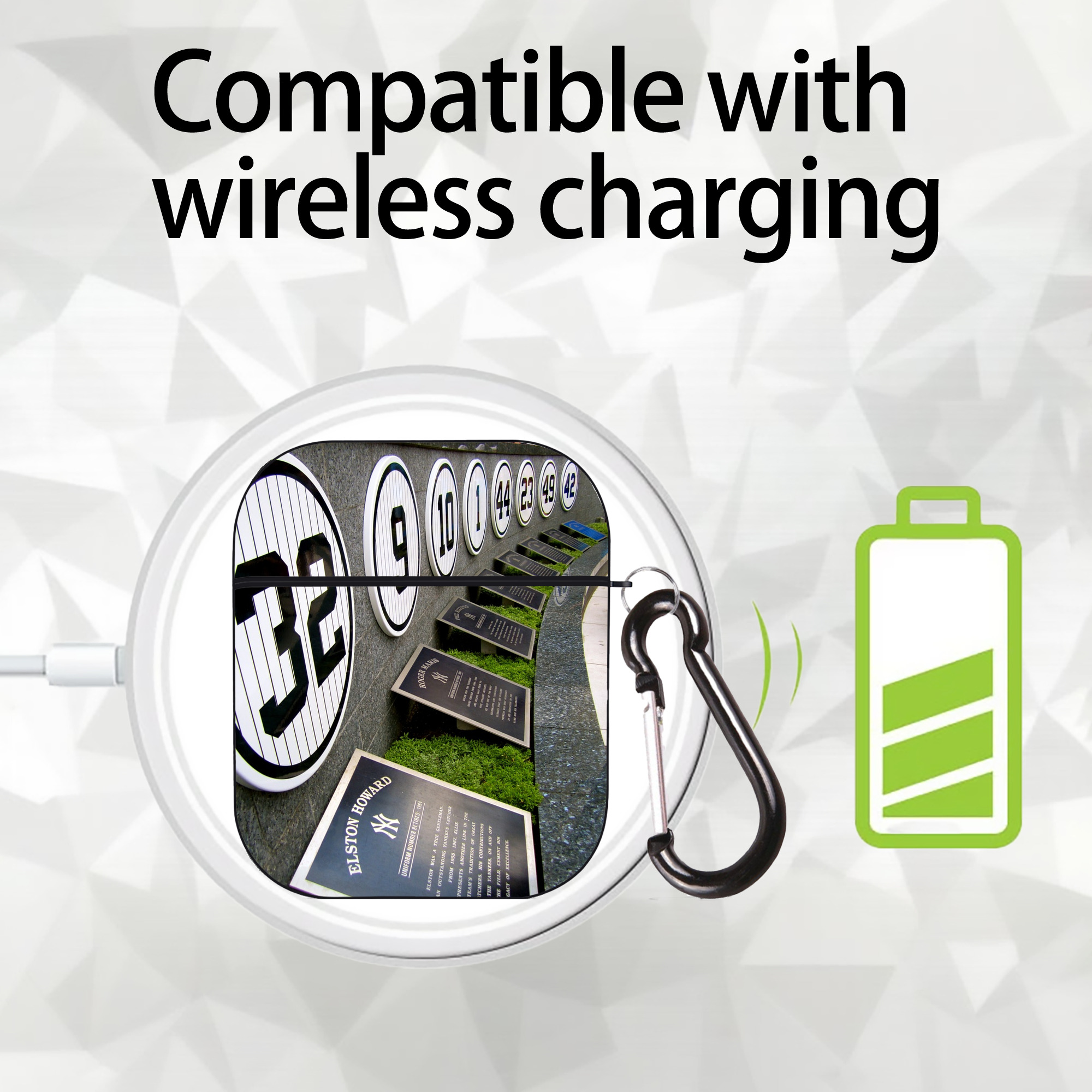 New York Yankees 253 AirPods 2 Case Hard Shell Black, Flexible PC Material, Precise Cutouts, Full Protection, Anti-Fingerprint, Washable, Includes Keychain – Durable & Slim Design