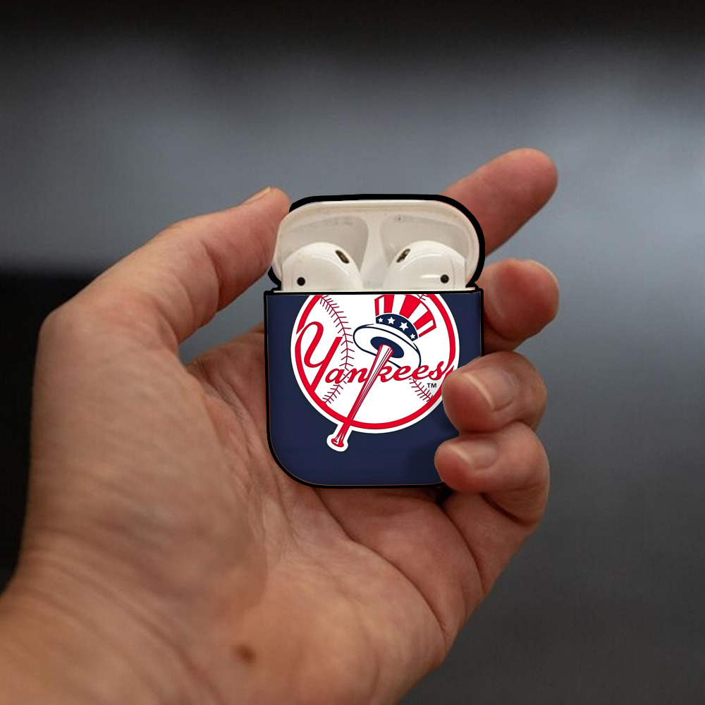 New York Yankees 157 AirPods 2 Case Hard Shell Black, Flexible PC Material, Precise Cutouts, Full Protection, Anti-Fingerprint, Washable, Includes Keychain – Durable & Slim Design
