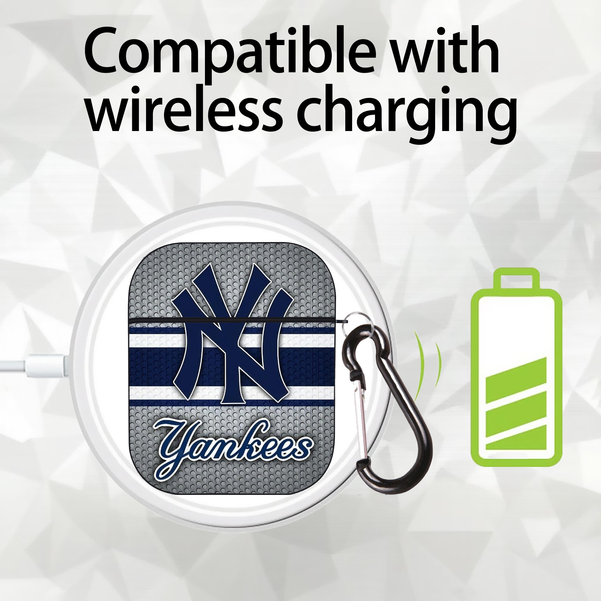 New York Yankees 311 AirPods 2 Case Hard Shell Black, Flexible PC Material, Precise Cutouts, Full Protection, Anti-Fingerprint, Washable, Includes Keychain – Durable & Slim Design