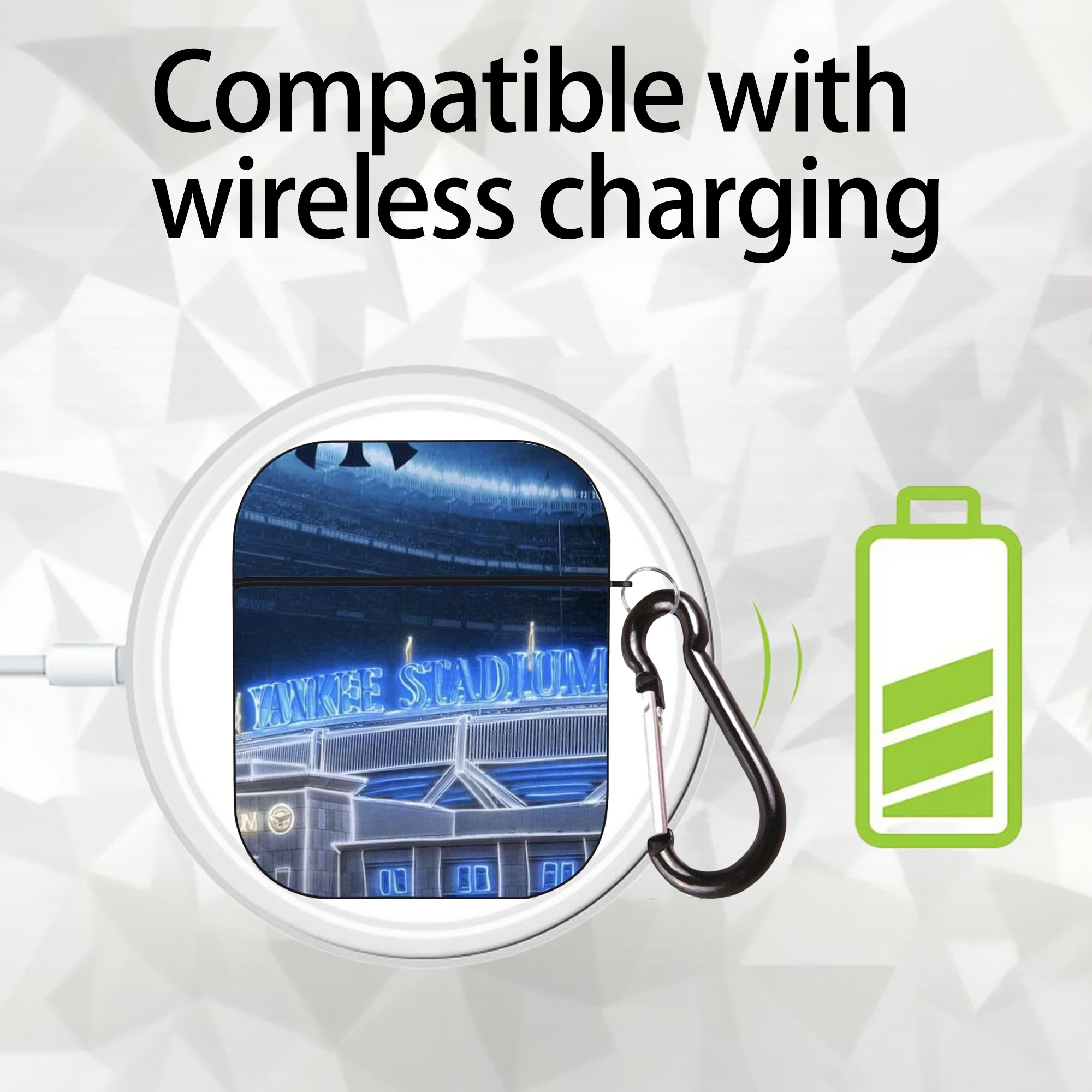 New York Yankees 328 AirPods 2 Case Hard Shell Black, Flexible PC Material, Precise Cutouts, Full Protection, Anti-Fingerprint, Washable, Includes Keychain – Durable & Slim Design