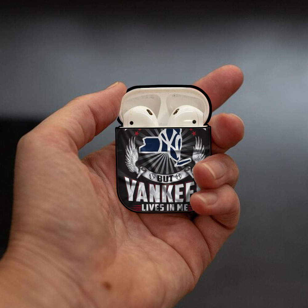New York Yankees 320 AirPods 2 Case Hard Shell Black, Flexible PC Material, Precise Cutouts, Full Protection, Anti-Fingerprint, Washable, Includes Keychain – Durable & Slim Design