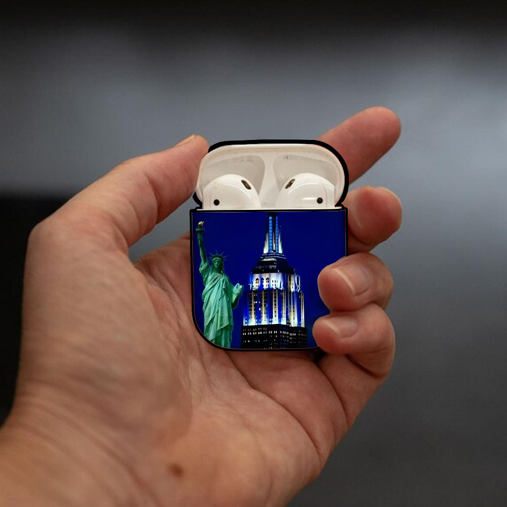 New York Yankees 175 AirPods 2 Case Hard Shell Black, Flexible PC Material, Precise Cutouts, Full Protection, Anti-Fingerprint, Washable, Includes Keychain – Durable & Slim Design